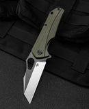 Bestech OPERATOR BG36C front view – 3.47 inch D2 satin+black stonewash blade, green G10 handle