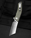 Bestech CUBIS BG42B closed view – 4.33″ closed length, beige Micarta, steel clip