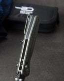Bestech SLASHER BG43B-2 green Micarta detail – linen composite handle with natural patina finish