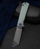Bestech TITAN BG49A-4 front view – 2.96" D2 black stonewash blade, jade G10 handle, liner lock