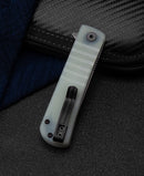 Bestech TITAN BG49A-4 spine detail – D2 black stonewash blade spine, Keanu design