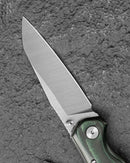 Bestech Snakebird BG58A blade detail – 14C28N Satin sheepsfoot edge