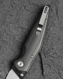 Bestech Snakebird BG58B blade detail – 14C28N Satin sheepsfoot edge