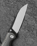 Bestech Snakebird BG58B closed view – Black Micarta handle, Button Lock folding knife