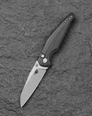 Bestech Snakebird BG58C front view – 3.54" 14C28N Stonewash/Satin, Black G10, Button Lock