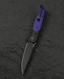 Bestech Swordfish BG62C closed view – 5.12″ closed, Black+Purple G10, Button Lock
