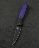 Bestech Swordfish BG62C front view – 3.94″ 14C28N Black PVD, Black and Purple G10
