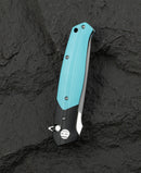 Bestech Swordfish BG62F Button Lock detail – push-button release, positive retention