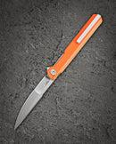 Bestech Duoz BG65B closed view – 4.21″ closed, Orange G10 handle, Liner Lock