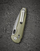 Bestech Noctar BG66B open position – Bar Lock engaged, 3.71″ Satin blade