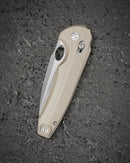 Bestech Noctar BG66C blade detail – 14C28N Satin, ceramic ball bearings