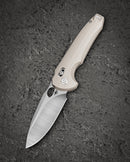 Bestech Noctar BG66C front view – 3.71″ 14C28N Satin, Tan G10 handle