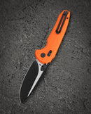 Bestech Noctar BG66D closed view – 5.15″ closed, Orange G10 handle, Bar Lock