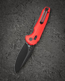 Bestech Noctar BG66G closed view – 5.15″ closed, Red G10 handle, Bar Lock