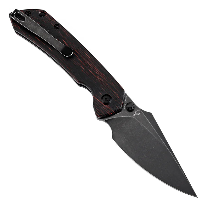 Tenable Fenrir T1034F1 – 3.45" Blackwash 14C28N Blade, Black & Red G-mascus Handle