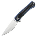 Tenable Kratos T1024A2 – 3.79" Nitro-V Blackwash Drop Point Blade, Black & Blue G10 Handle, Liner Lock – Designed by Ostap Hel