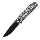 Tenable Einar T2072A4 – 3.13" Blackwash Nitro-V Drop Point Blade, Black & White Carbon Fiber Handle