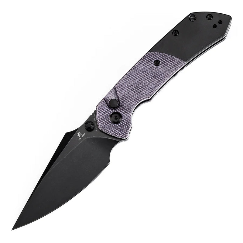 Tenable Fenrir T1034S5 – 3.45" Blackwash 14C28N Blade, Purple Micarta + Blackwash Aluminum Handle