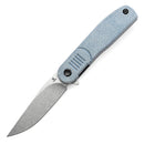 Tenable Einar T2072A2 – 3.13" Stonewashed Nitro-V Drop Point Blade, Blue Micarta Handle