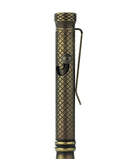 Bestechman Scribe BM16E cap detail – titanium pen cap, bronze+black stonewash anodization