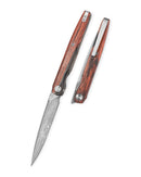 Bestechman LANZA BMK14-D-3 front view – 3.45″ Damascus acid etched blade, rosewood scales, liner lock