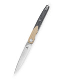 Bestechman LANZA BMK14B closed view – khaki+black G10 handle, deep carry clip