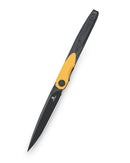 Bestechman LANZA BMK14F closed view – black and yellow G10 scales, deep carry clip