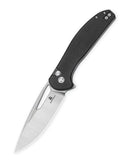 Bestechman Whalefin BMK18A closed view – black G10 handle, 4.54" handle length, deep carry clip
