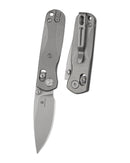 Bestechman SPRITE BMK21D front view – 2.36" M390 dark bead blast stonewash blade, dark stonewash titanium scales, B-Lock
