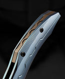 Bestech Marukka BT2002B blue titanium detail – vivid blue anodized titanium handle finish
