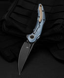 Bestech Marukka BT2002B closed view – 5.04" closed, blue anodized titanium handle