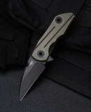 Bestech 2500 Delta BT2006D front view – 2.52" S35VN black stonewash, bronze titanium frame lock