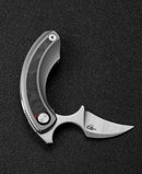 Bestech Strelit BT2103E front view – 2.19" M390 satin + stonewash, grey titanium + red marble carbon fiber, frame lock