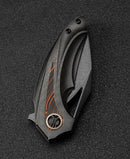 Bestech Nuke BT2107E side view – compact 6.7 inch overall, black and orange KOMBOU design