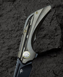 Bestech Vigil BT2201D handle detail – bronze stonewash titanium texture and machining