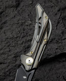 Bestech Vigil BT2201D spine detail – M390 black stonewash blade spine, 3.8mm stock