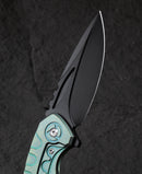 Bestech Buwaya BT2203D retro green detail – warm olive military green titanium handle