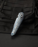 Bestech Mothus BT2206A open position – 3.47 inch M390 satin blade fully deployed on blue titanium handle