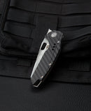 Bestech Nyxie BT2209C blade detail – S35VN steel with dual stonewash and satin finish Todd Knife and Tool design