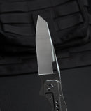 Bestech Nyxie BT2209C carbon fiber detail – woven carbon fiber inlay scales on grey titanium handle
