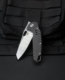 Bestech Nyxie BT2209C open position – 3.43 inch S35VN blade fully deployed on grey titanium frame lock