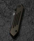 Bestech Icarus BT2302B side view – black and bronze dual-tone stonewash titanium handle with ceramic bearings