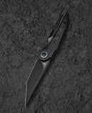 Bestech Blind Fury BT2303F closed view – 4.66 inch titanium frame lock folder with blue marble inlay
