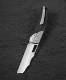 Bestech Syn BT2306A closed view – bead blast titanium frame lock, marble carbon fiber inlay
