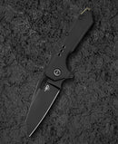 Bestech Nyxie 3 BT2308B front view – S35VN black DLC blade, all-black titanium frame lock handle