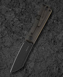 Bestech Bruv BT2401C closed view – titanium frame lock front flipper, Ultem scales bronze black