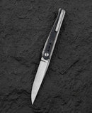 Bestech Spear Phisher BT2405B closed view – titanium frame lock with marble carbon fiber inlay