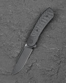 Bestech Vestige BT2411D MagnaCut Black Stonewash Blade Titanium Carbon Fiber Frame Lock Folding Knife Front View