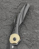 Bestech Excentric BT2412B Black Stonewash Titanium Handle Texture Close Up