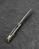 Bestech Senu BT2601A S90V Stonewash Titanium Ultem Handle Knife Open Position